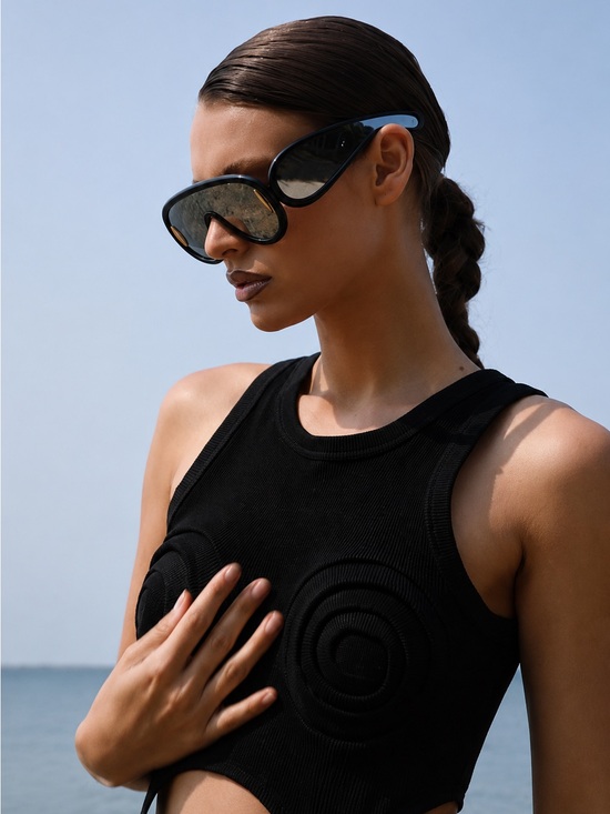 Breaksun Accessories - Breaksun Oversized Shield Sunglasses Black Silver Mirror Lens New Sealed